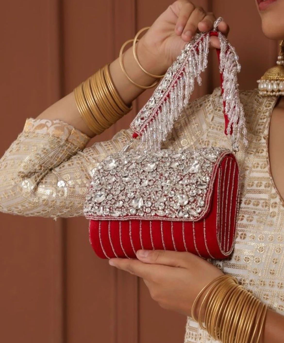 red crystal handbag