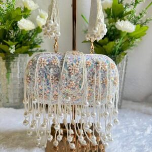 ivory pearl drop handbag